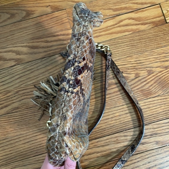 Michael Kors Embossed Leather Crossbody Bag Brown Python Snakeskin - Picture 12 of 13